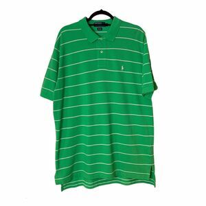 Polo Ralph Lauren Short Sleeve Polo Collared Men's XL Green‎ and White Stripe